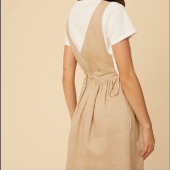 🌟HOST PICK🌟 NWOT Listicle Large Mint Green Linen Pinafore Jumper Apron Dress - Picture 2 of 9